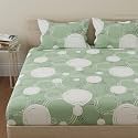 Huesland by Ahmedabad Cotton 144 TC Bedspread for King Size Bed Cotton with 2 Pillow Covers | Sphere | Green | 108 x 108 inches