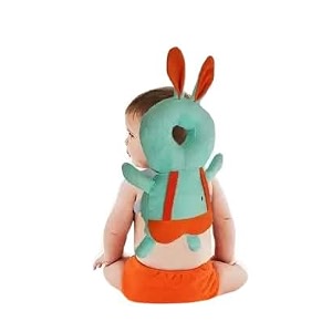 cotton rabbit baby toddlers kids child head back safety protector pad cushion pillow with straps 0-18 month light green