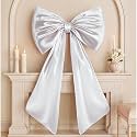 Huge Bow Decor Big White Large Coquette Bow for Backdrop Wedding Bride Birthday Decorations for Girls Women, Giant Satin Ribbon Tie Hanging Gift Coquette Wall Decor (Internal Stability Layer)