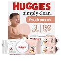 Huggies Simply Clean Baby Wipes, Fresh Scent, 3 Packs, 192 Wipes