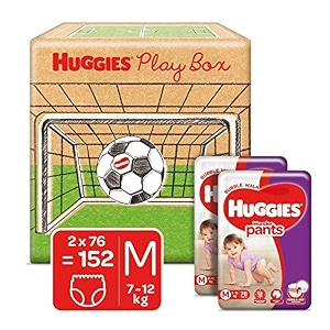 huggies wonder pants play box monthly box pack baby diaper pants medium m size152 count with bubble bed technology for comfort