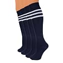 Hugh Ugoli Women Cotton Knee High Socks, 4 Pairs, Long Dress School Uniform
