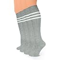 Hugh Ugoli Women Cotton Knee High Socks, 4 Pairs, Long Dress School Uniform