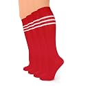 Hugh Ugoli Women Cotton Knee High Socks, 4 Pairs, Long Dress School Uniform