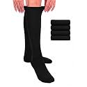 Hugh Ugoli Women Cotton Knee High Socks, 4 Pairs, Long Dress School Uniform
