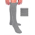 Hugh Ugoli Women Cotton Knee High Socks, 4 Pairs, Long Dress School Uniform