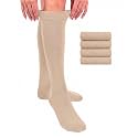Hugh Ugoli Women Cotton Knee High Socks, 4 Pairs, Long Dress School Uniform