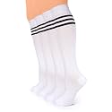 Hugh Ugoli Women Cotton Knee High Socks, 4 Pairs, Long Dress School Uniform
