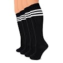Hugh Ugoli Women Cotton Knee High Socks, 4 Pairs, Long Dress School Uniform
