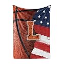 Huglanket Basketball Blanket for Boys, Teen, Coaches, Personalized Blanket with Initials, Flannel Throw Blanket for Birthday, Christmas, 50x65 Inches, L