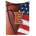 Huglanket Basketball Blanket for Boys, Teen, Coaches, Personalized Blanket with Initials, Flannel Throw Blanket for Birthday, Christmas, 50x65 Inches, E