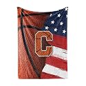 Huglanket Basketball Blanket for Boys, Teen, Coaches, Personalized Blanket with Initials, Flannel Throw Blanket for Birthday, Christmas, 50x65 Inches, C
