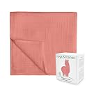 hugs &amp; llamas | 100% Organic Cotton Muslin Swaddle Blankets | Unisex Swaddle Blanket | Extra Soft | Swaddles for Newborns and Infants | Machine Washable | 47” x 47” (Blushing Rose)