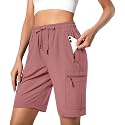 Hugut Women's Lightweight Hiking Cargo Shorts Quick Dry with Zipper Pockets