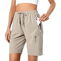 Hugut Women's Lightweight Hiking Cargo Shorts Quick Dry with Zipper Pockets