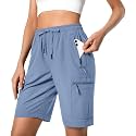 Hugut Women's Lightweight Hiking Cargo Shorts Quick Dry with Zipper Pockets