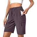 Hugut Women's Lightweight Hiking Cargo Shorts Quick Dry with Zipper Pockets