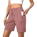Hugut Women's Lightweight Hiking Cargo Shorts Quick Dry with Zipper Pockets