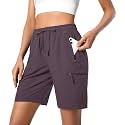 Hugut Women's Lightweight Hiking Cargo Shorts Quick Dry with Zipper Pockets