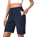 Hugut Women's Lightweight Hiking Cargo Shorts Quick Dry with Zipper Pockets