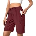 Hugut Women's Lightweight Hiking Cargo Shorts Quick Dry with Zipper Pockets