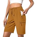 Hugut Women's Lightweight Hiking Cargo Shorts Quick Dry with Zipper Pockets