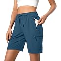 Hugut Women's Lightweight Hiking Cargo Shorts Quick Dry with Zipper Pockets