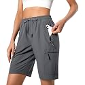 Hugut Women's Lightweight Hiking Cargo Shorts Quick Dry with Zipper Pockets