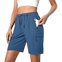 Hugut Women's Lightweight Hiking Cargo Shorts Quick Dry with Zipper Pockets