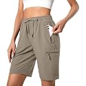 Hugut Women's Lightweight Hiking Cargo Shorts Quick Dry with Zipper Pockets