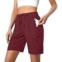 Hugut Women's Lightweight Hiking Cargo Shorts Quick Dry with Zipper Pockets