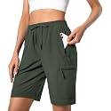 Hugut Women's Lightweight Hiking Cargo Shorts Quick Dry with Zipper Pockets