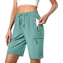 Hugut Women's Lightweight Hiking Cargo Shorts Quick Dry with Zipper Pockets