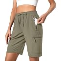 Hugut Women's Lightweight Hiking Cargo Shorts Quick Dry with Zipper Pockets