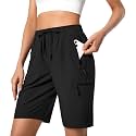 Hugut Women's Lightweight Hiking Cargo Shorts Quick Dry with Zipper Pockets