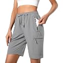 Hugut Women's Lightweight Hiking Cargo Shorts Quick Dry with Zipper Pockets