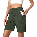 Hugut Women's Lightweight Hiking Cargo Shorts Quick Dry with Zipper Pockets
