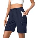 Hugut Women's Lightweight Hiking Cargo Shorts Quick Dry with Zipper Pockets