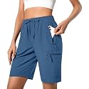 Hugut Women's Lightweight Hiking Cargo Shorts Quick Dry with Zipper Pockets