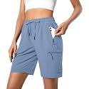 Hugut Women's Lightweight Hiking Cargo Shorts Quick Dry with Zipper Pockets