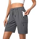 Hugut Women's Lightweight Hiking Cargo Shorts Quick Dry with Zipper Pockets