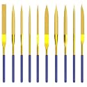 HUHAO 10-Piece Mini Diamond Needle File Set 5x180mm Small Metal Riffler Files Jewelers File Precision Hand Tools for Metal Glass Wood Stone Jewelry - Round Triangular Square Flat Shape