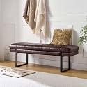 HULALA HOME 53" Faux Leather Tufted Entryway Bench, Brown
