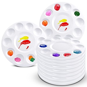 hulameda 10pcs paint tray palettesplastic round pallet for kids or pupils to painting diy craft at home kindergarten or school