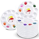 Hulameda 10pcs Paint Tray Palettes,Plastic Round Pallet for Kids or Pupils to Painting, DIY Craft at Home, Kindergarten or School