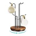 HULISEN 360° Rotating Mug Tree, Coffee Mug Holder for Large Cups, 6 Hooks