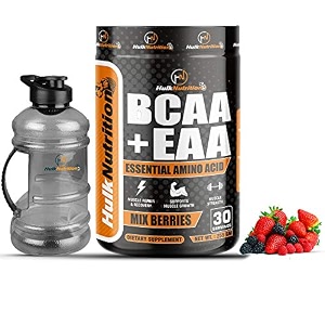 hulknutrition eaas - bcaa energy drink powder for prepost workout supplement recovery muscle protein synthesis - 255 g