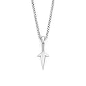 HUMAN BOX Stainless Steel SAIZEN SWORD Pendant Necklace, Silver, Minimalist Style, 45 cm Chain Length, Polished Finish, Unisex