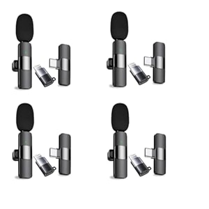 humble 2 in 1 wireless dynamic lapel collar mic voice recording filter microphone compatible with apple and all type-c mobile phones for live shows interview amp vlog short video pack of 4