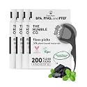 The Humble Co. Dental Floss Picks, Double Thread, Charcoal (200 Count)